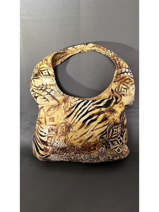 Handmade Handbags - Animal Print Shoulder Bag With Music Note Lining & Patch Pocket Handmade Boho Ch